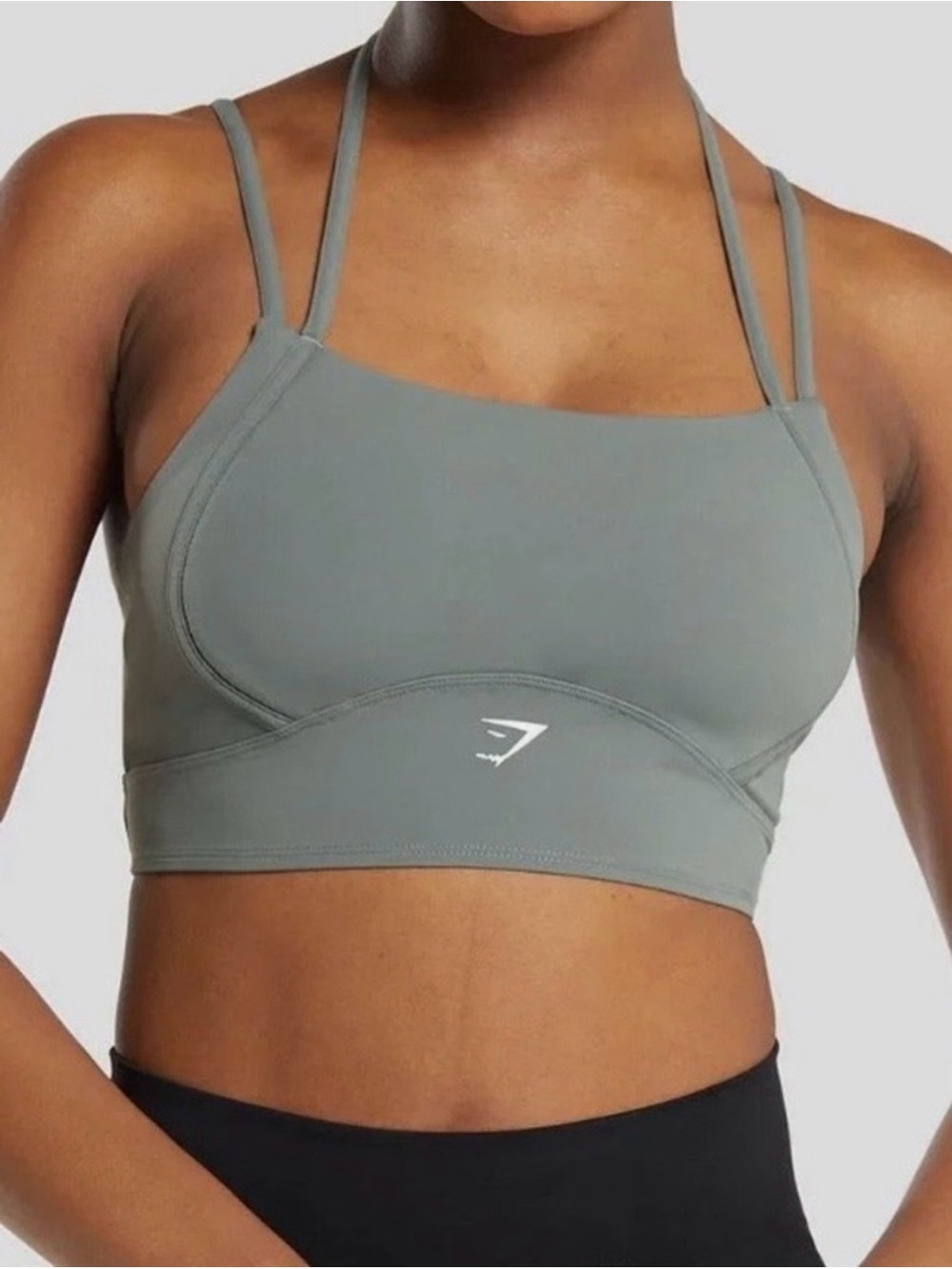 Gymshark-Halterneck Crop Cami Tank in sage green